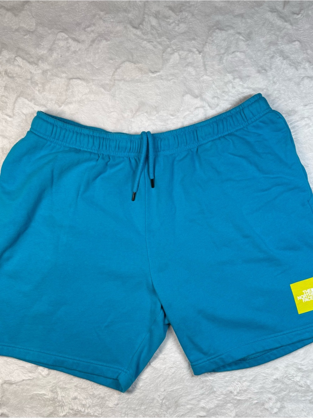 The North Face Men's Turquoise Athletic Shorts with Yellow Logo Patch 2X